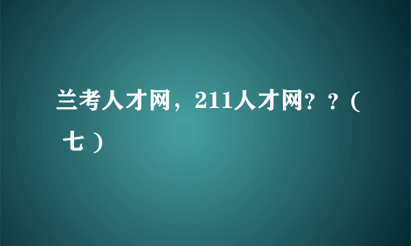 兰考人才网，211人才网？？( 七 )