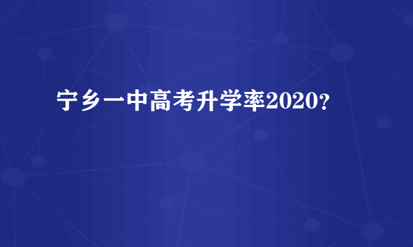 宁乡一中高考升学率2020？