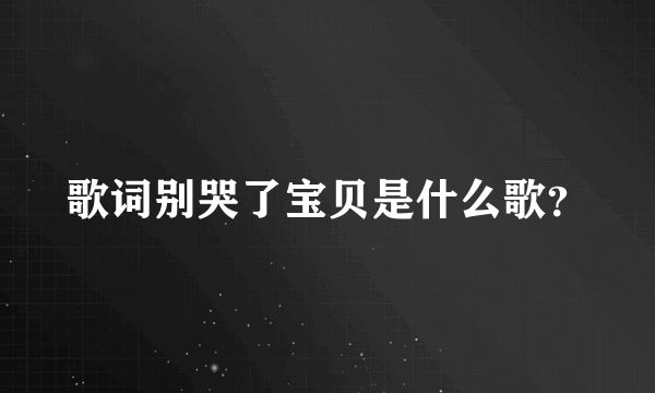 歌词别哭了宝贝是什么歌？