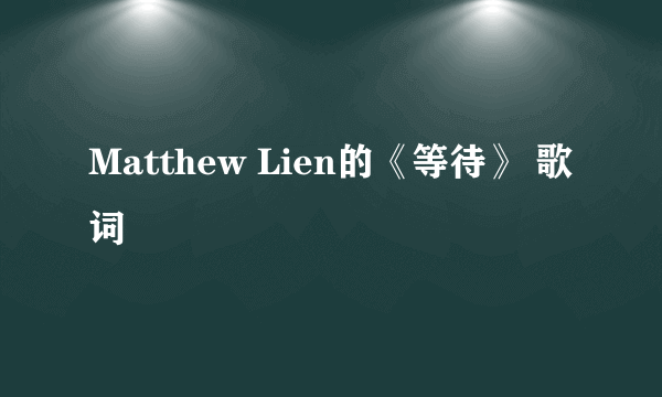 Matthew Lien的《等待》 歌词