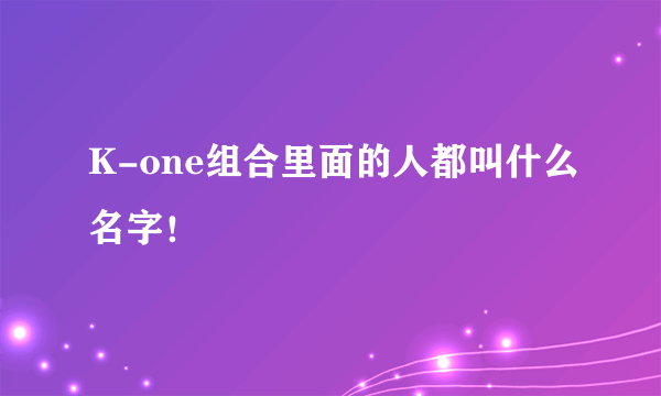 K-one组合里面的人都叫什么名字！