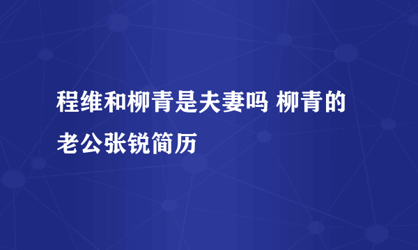 程维和柳青是夫妻吗 柳青的老公张锐简历