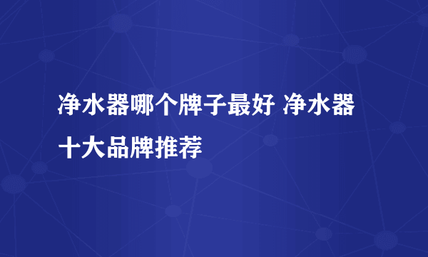 净水器哪个牌子最好 净水器十大品牌推荐