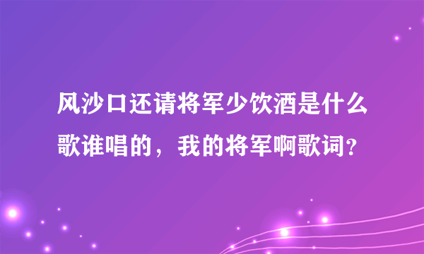 风沙口还请将军少饮酒是什么歌谁唱的，我的将军啊歌词？