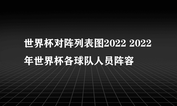 世界杯对阵列表图2022 2022年世界杯各球队人员阵容