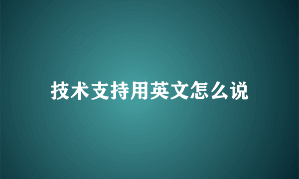 技术支持用英文怎么说