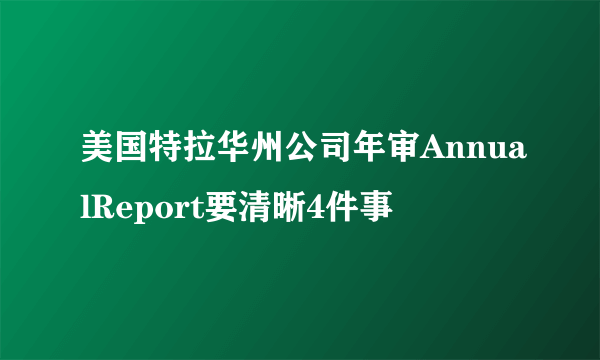 美国特拉华州公司年审AnnualReport要清晰4件事