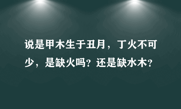 说是甲木生于丑月，丁火不可少，是缺火吗？还是缺水木？