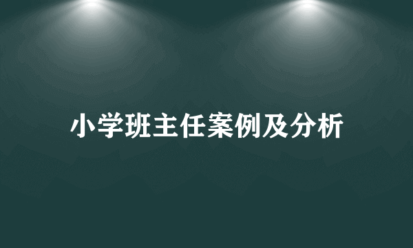 小学班主任案例及分析