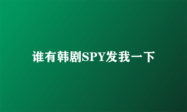 谁有韩剧SPY发我一下