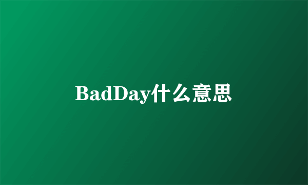 BadDay什么意思