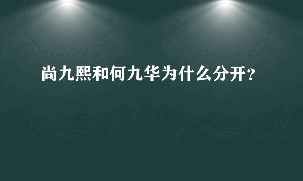 尚九熙和何九华为什么分开？