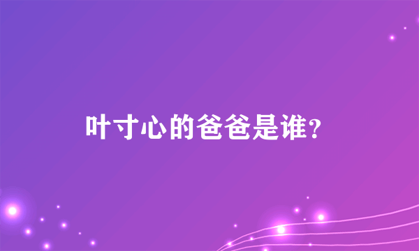 叶寸心的爸爸是谁？