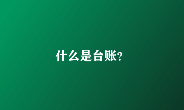 什么是台账？