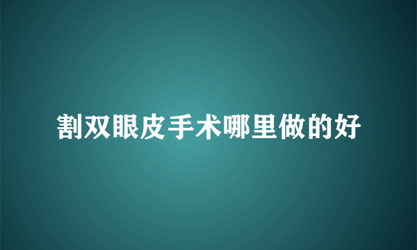 割双眼皮手术哪里做的好