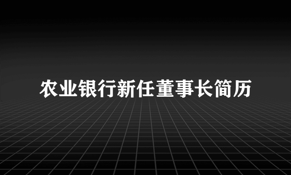 农业银行新任董事长简历