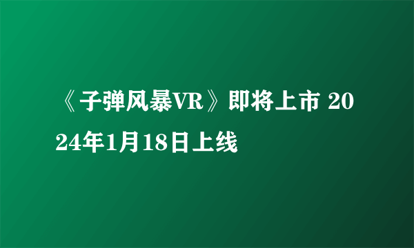 《子弹风暴VR》即将上市 2024年1月18日上线