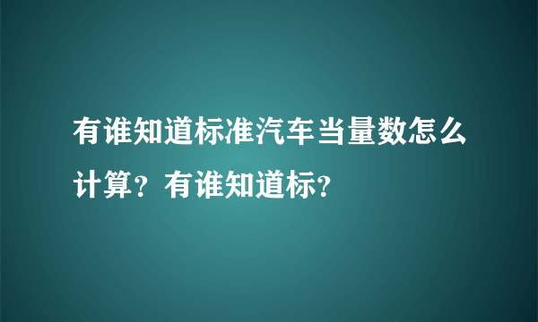 有谁知道标准汽车当量数怎么计算？有谁知道标？