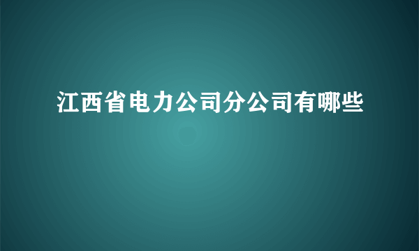 江西省电力公司分公司有哪些