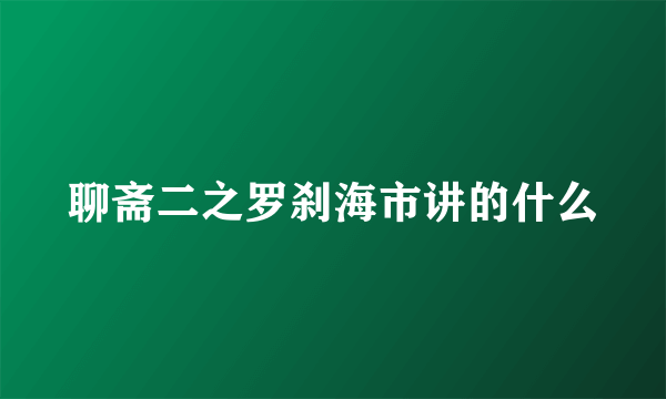 聊斋二之罗刹海市讲的什么