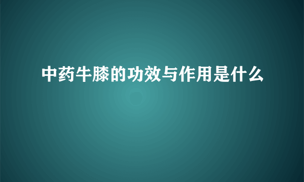 中药牛膝的功效与作用是什么