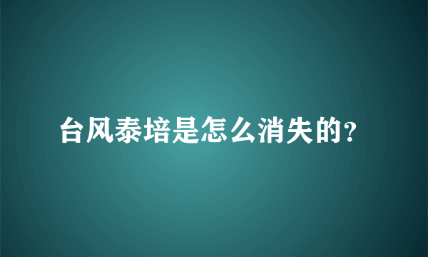 台风泰培是怎么消失的？