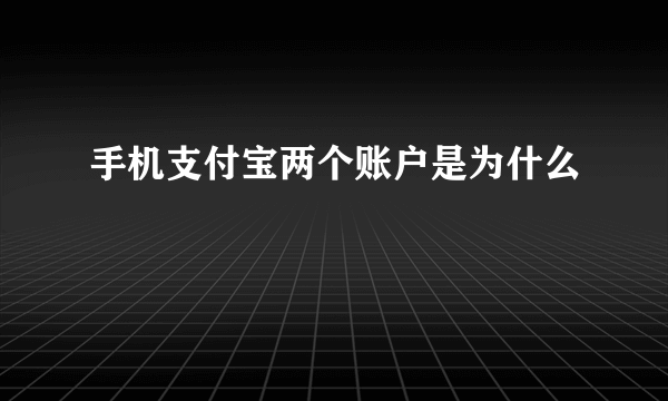 手机支付宝两个账户是为什么