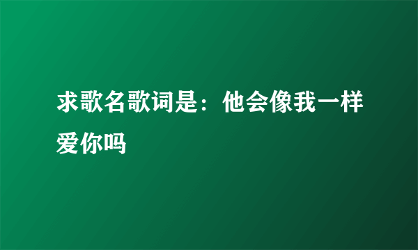 求歌名歌词是：他会像我一样爱你吗