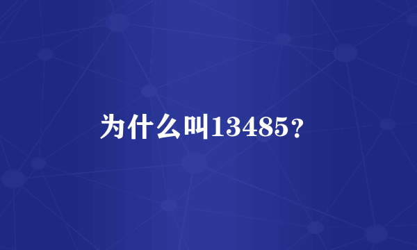 为什么叫13485？