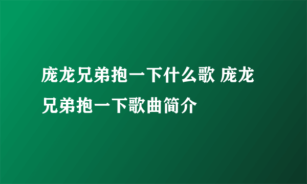 庞龙兄弟抱一下什么歌 庞龙兄弟抱一下歌曲简介