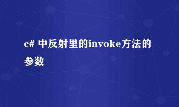 c# 中反射里的invoke方法的参数