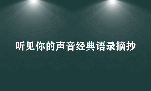 听见你的声音经典语录摘抄