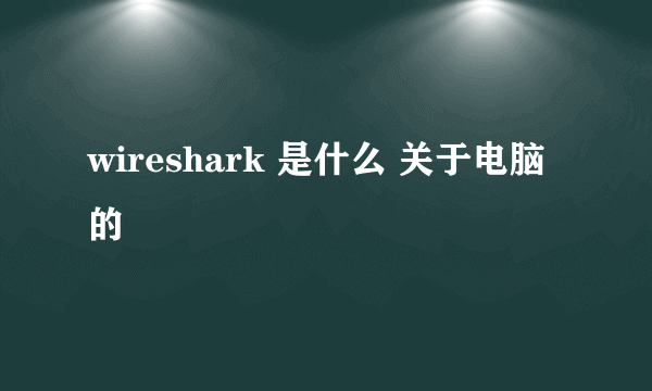 wireshark 是什么 关于电脑的