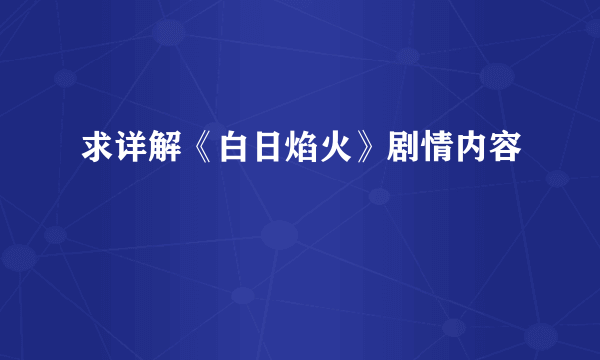 求详解《白日焰火》剧情内容