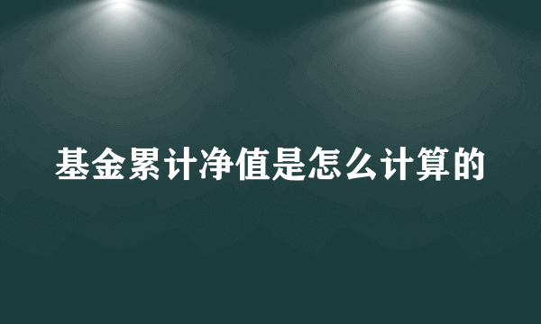 基金累计净值是怎么计算的