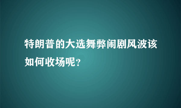 特朗普的大选舞弊闹剧风波该如何收场呢？