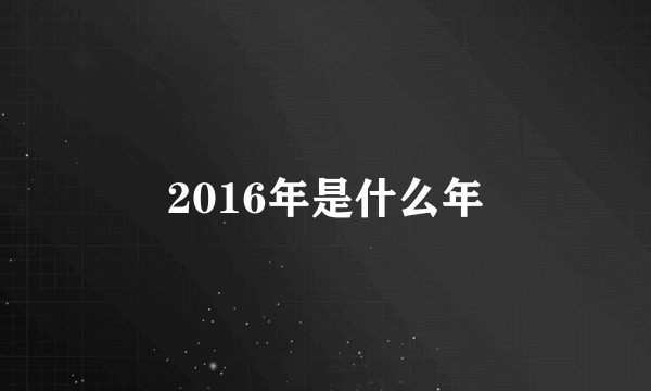 2016年是什么年