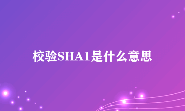 校验SHA1是什么意思