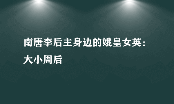 南唐李后主身边的娥皇女英：大小周后