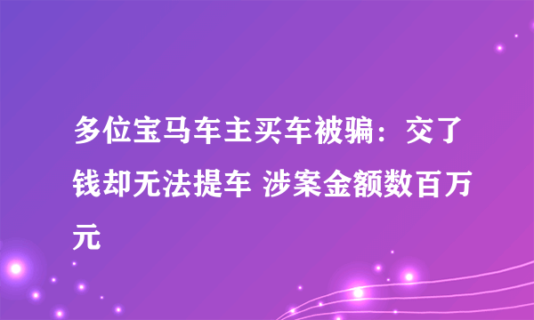 多位宝马车主买车被骗：交了钱却无法提车 涉案金额数百万元