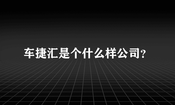 车捷汇是个什么样公司？