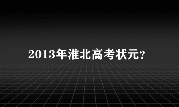 2013年淮北高考状元？