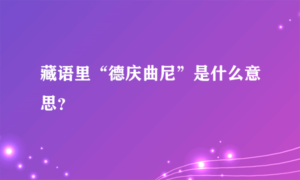 藏语里“德庆曲尼”是什么意思？