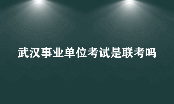 武汉事业单位考试是联考吗