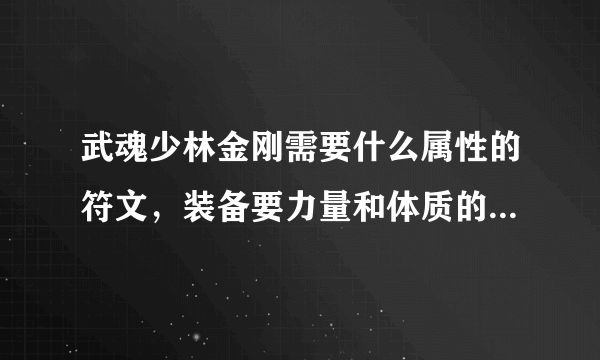 武魂少林金刚需要什么属性的符文，装备要力量和体质的，还是身法和体质的