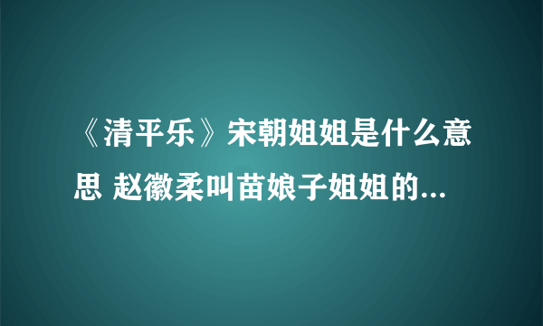 《清平乐》宋朝姐姐是什么意思 赵徽柔叫苗娘子姐姐的原因是什么