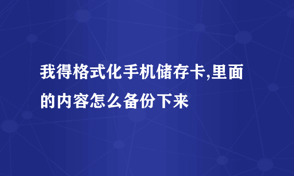 我得格式化手机储存卡,里面的内容怎么备份下来