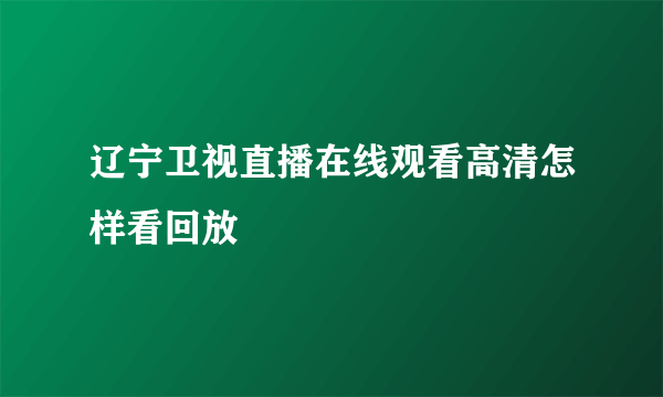 辽宁卫视直播在线观看高清怎样看回放