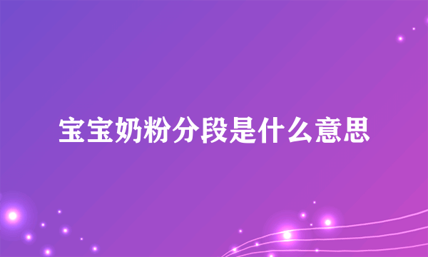 宝宝奶粉分段是什么意思