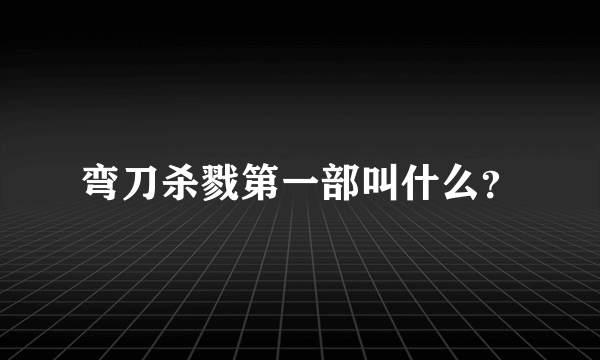 弯刀杀戮第一部叫什么？